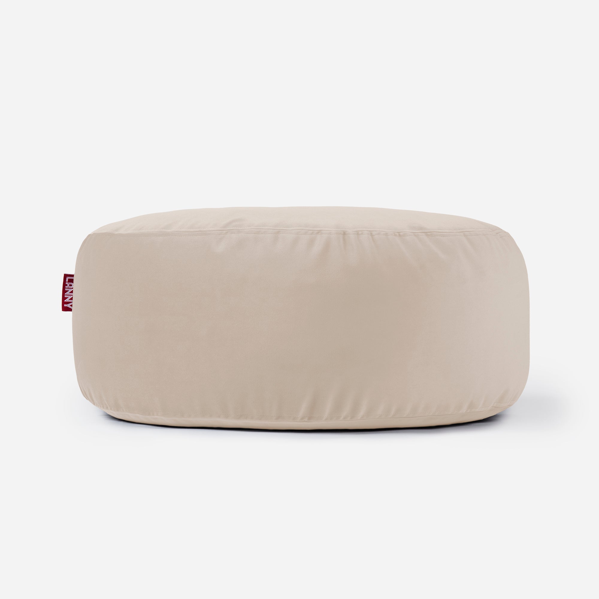 Short Velvet Beige Pouf - Lanny Beanbag - Ottomans