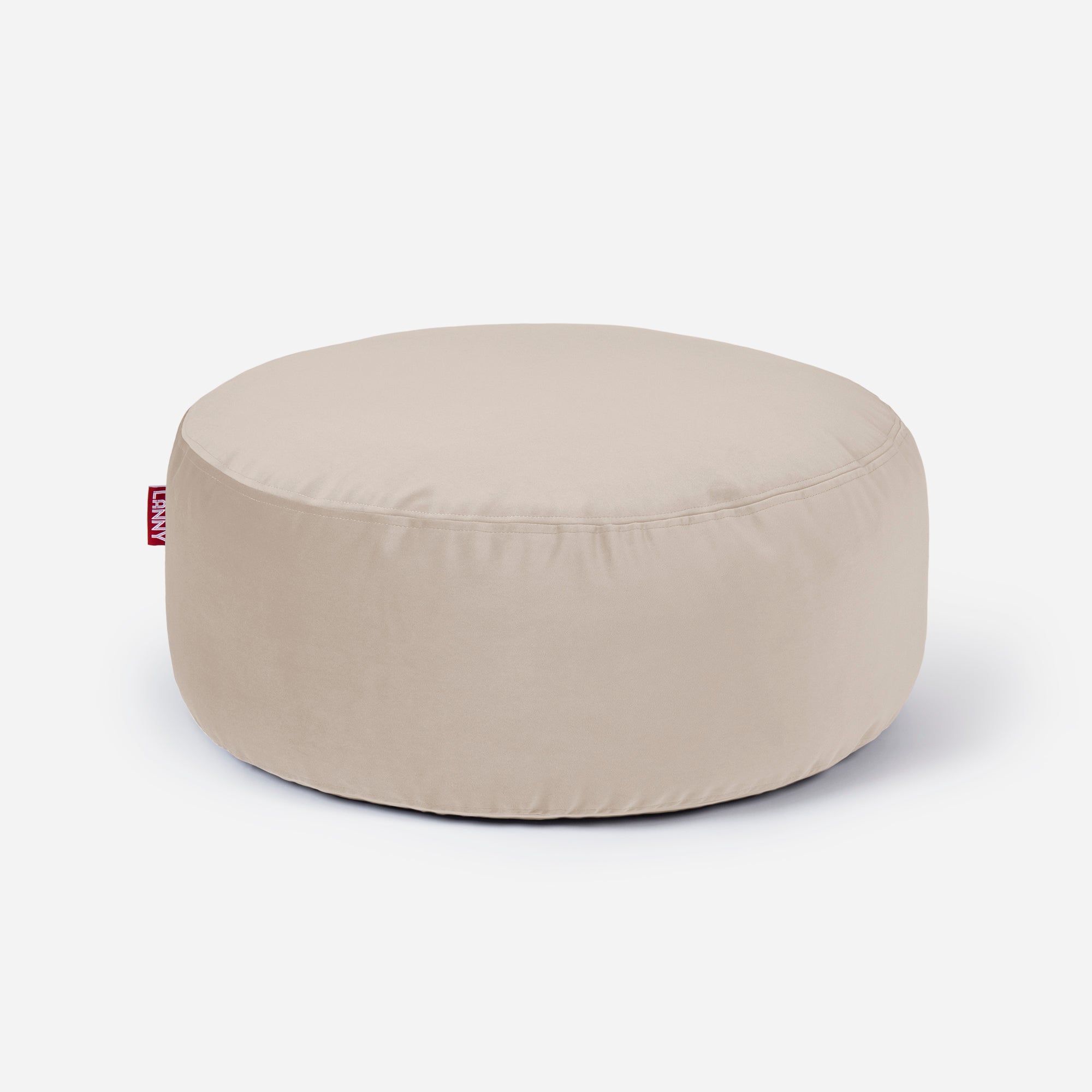 Short Velvet Beige Pouf - Lanny Beanbag - Ottomans