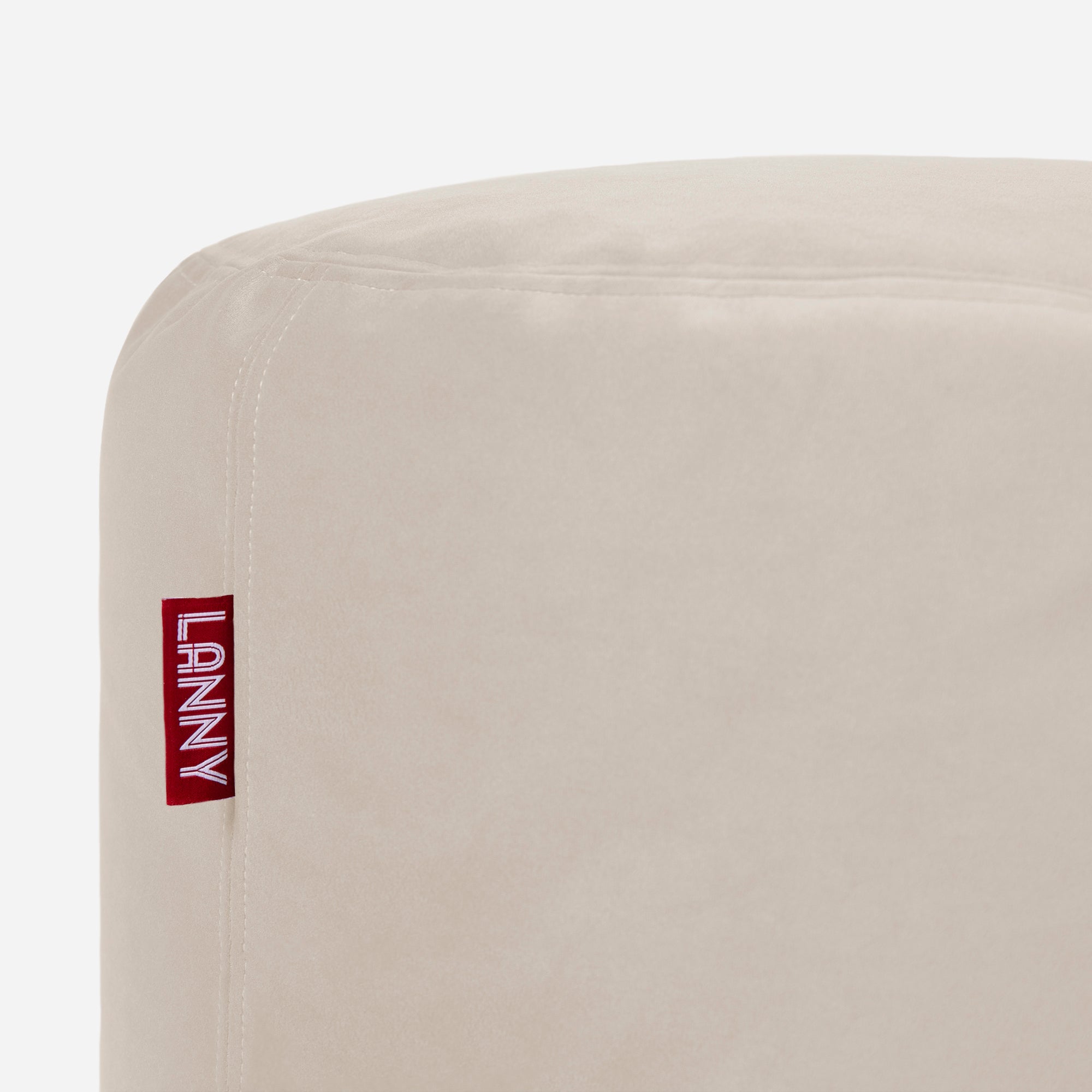 Short Velvet Beige Pouf - Lanny Beanbag - Ottomans
