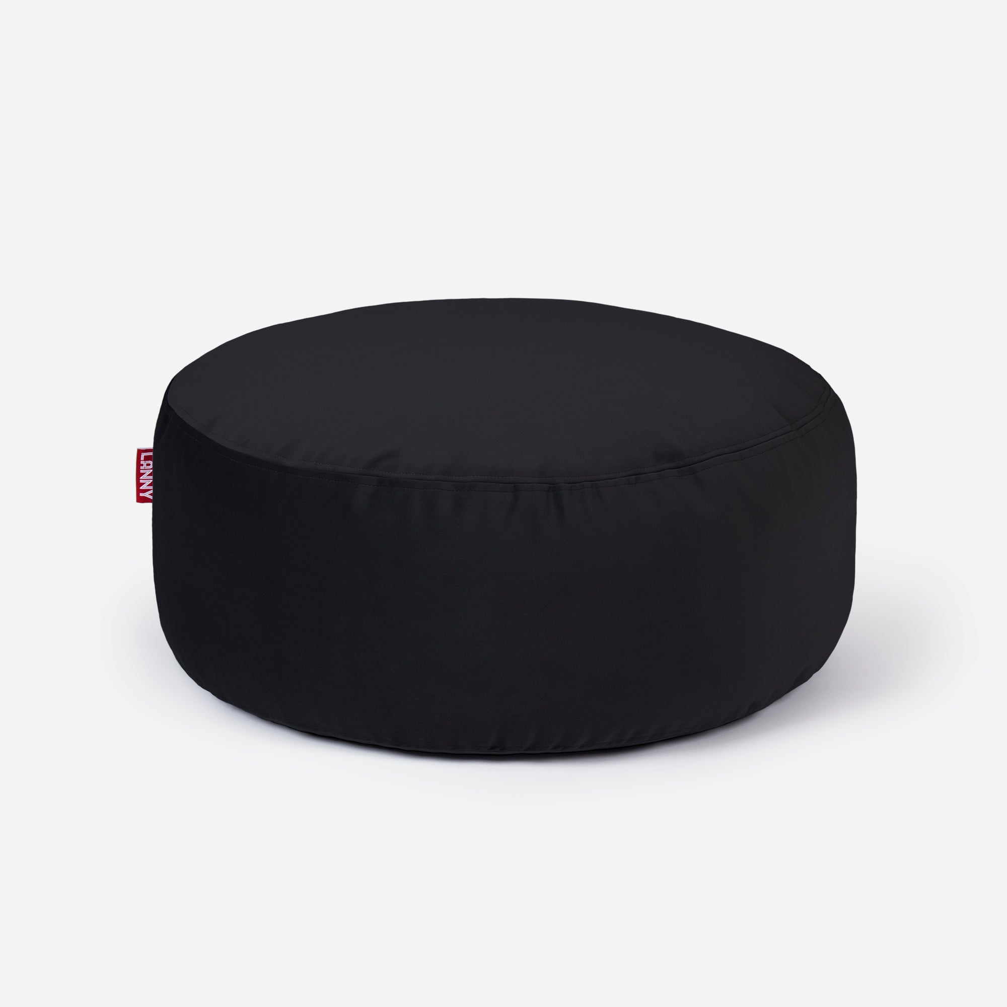 Short Velvet Black Pouf - Lanny Beanbag - Ottomans